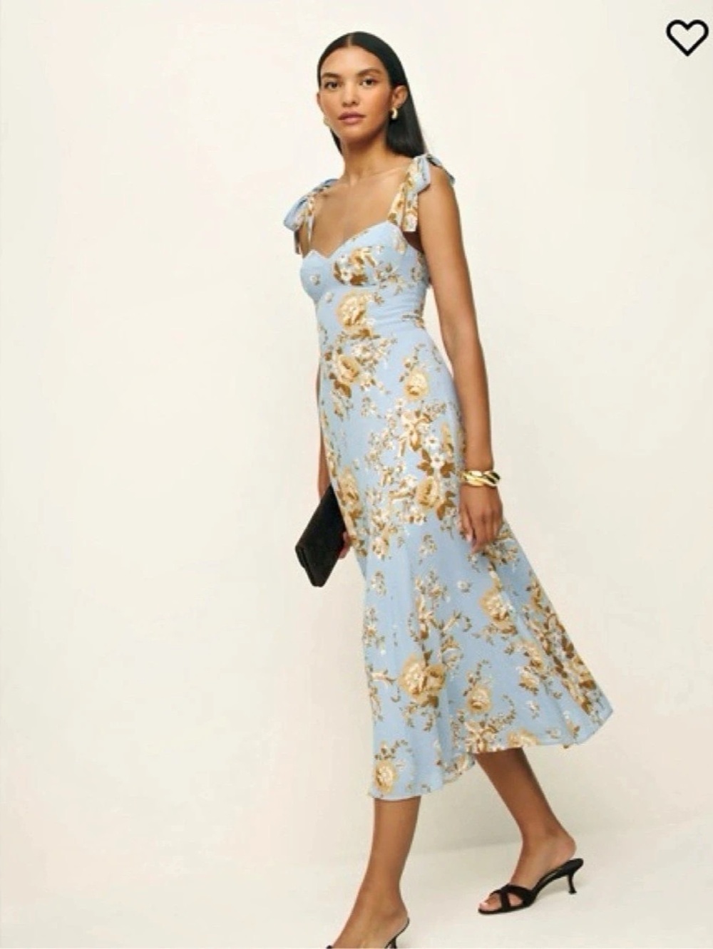 Reformation Juliette Dress Floral Midi in Blue & White